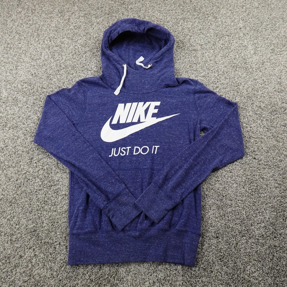 Nike Hoodie Womens S Blue Just Do It Swoosh Pullover Sweatshirt Athletic Active